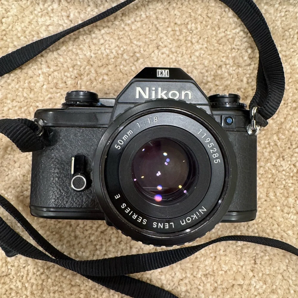 Nikon Black Professional Film Camera with Prime Lens